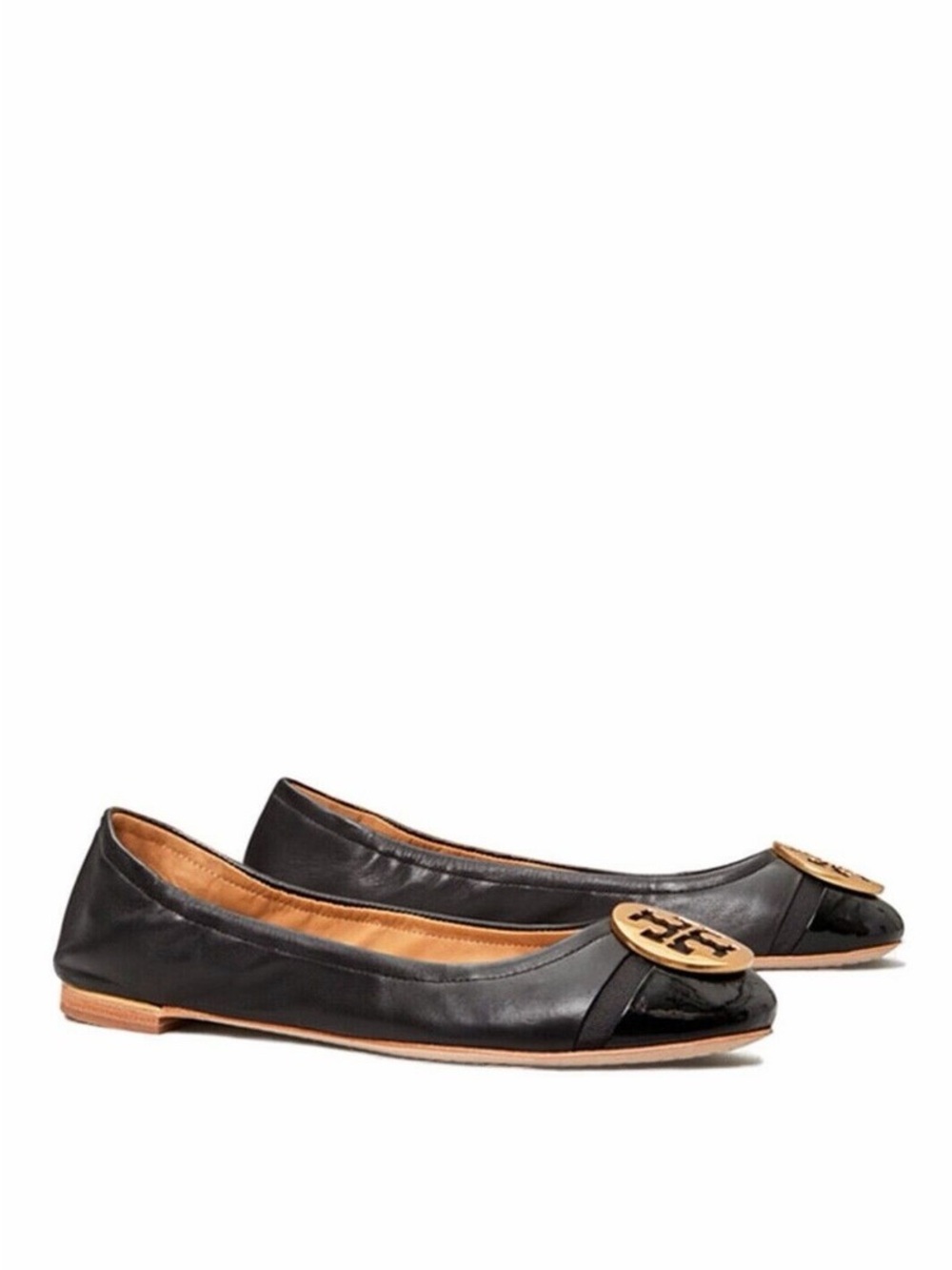 Tory Burch Minnie Cap Toe Ballet Flats Leather Black Women’s 8